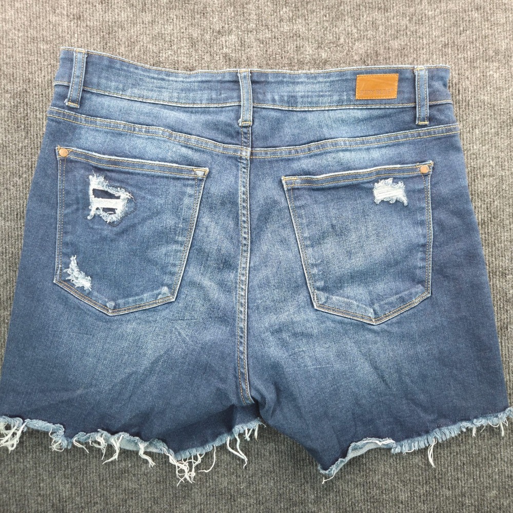 Judy Blue Distressed Denim Shorts 1XL Dark Wash Raw Hem Grunge Y2K - Picture 9 of 11